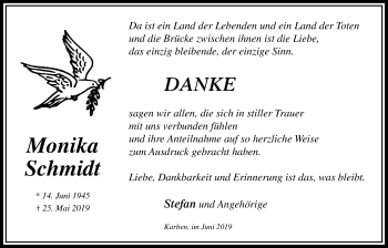 Traueranzeige von Monika Schmidt von Bad Vilbel/Karben