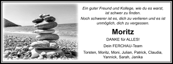 Traueranzeige von Moritz  von Giessener Allgemeine, Alsfelder Allgemeine