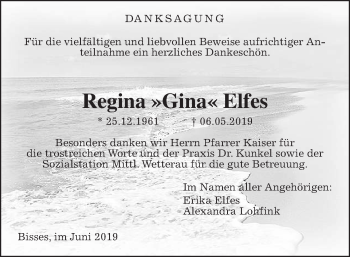 Traueranzeige von Regina Elfes von Wetterauer Zeitung