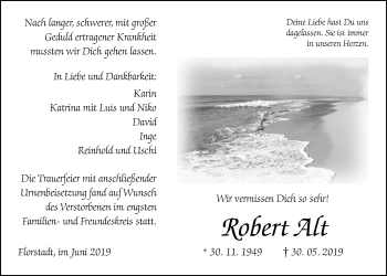 Traueranzeige von Robert Alt von Wetterauer Zeitung