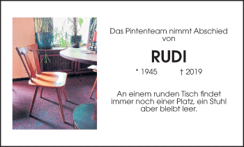 Traueranzeige von Rudi  von Wetterauer Zeitung, Giessener Allgemeine, Alsfelder Allgemeine
