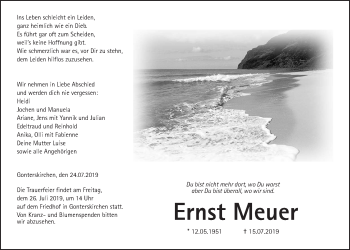 Traueranzeige von Ernst Meuer von Giessener Allgemeine, Alsfelder Allgemeine, Laubacher Anzeiger