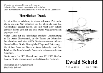 Traueranzeige von Ewald Scheld von Giessener Allgemeine, Alsfelder Allgemeine