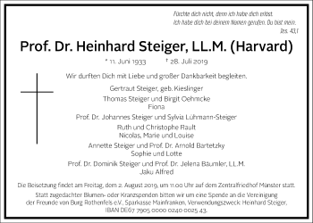 Traueranzeige von Heinhard Steiger von Giessener Allgemeine, Alsfelder Allgemeine