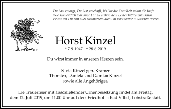 Traueranzeige von Horst Kinzel von Bad Vilbel/Karben