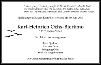 Traueranzeige von Karl-Heinrich Ochs-Bjerkmo von Bad Vilbel/Karben