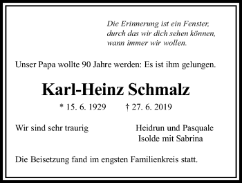 Traueranzeige von Karl-Heinz Schmalz von Giessener Allgemeine, Alsfelder Allgemeine