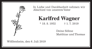 Traueranzeige von Karlfred Wagner von Wetterauer Zeitung