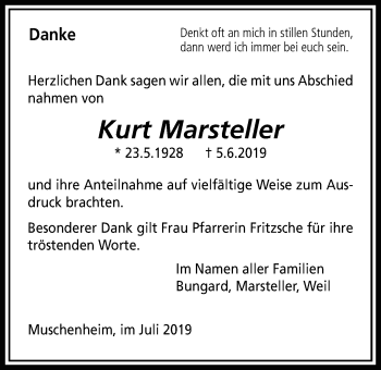 Traueranzeige von Kurt Marsteller von Licher Wochenblatt
