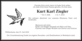Traueranzeige von Kurt Karl Ziegler von Wetterauer Zeitung
