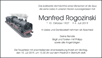 Traueranzeige von Manfred Rogozinski von Wetterauer Zeitung