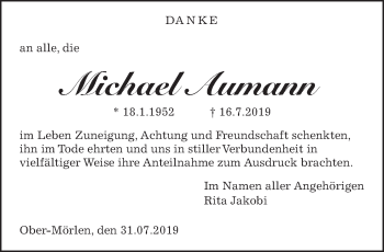 Traueranzeige von Michael Aumann von Wetterauer Zeitung