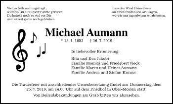 Traueranzeige von Michael Aumann von Wetterauer Zeitung
