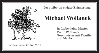 Traueranzeige von Michael Wollanek von Wetterauer Zeitung