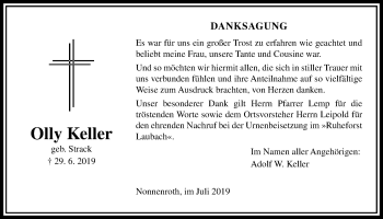 Traueranzeige von Olly Keller von Licher Wochenblatt