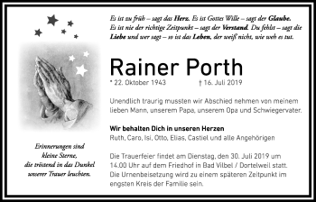Traueranzeige von Rainer Porth von Bad Vilbel/Karben