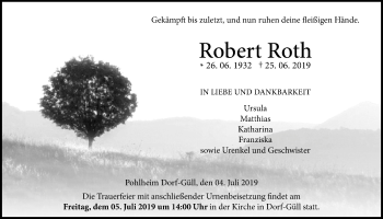 Traueranzeige von Robert Roth von Giessener Allgemeine, Alsfelder Allgemeine