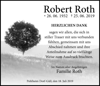 Traueranzeige von Robert Roth von Pohlheimer Nachrichten