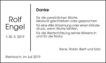 Traueranzeige von Rolf Engel von Giessener Allgemeine, Alsfelder Allgemeine