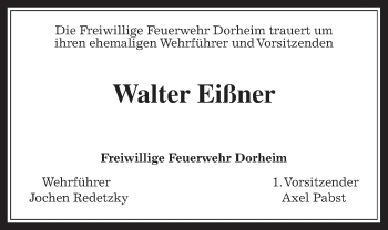 Traueranzeige von Walter Eißner von Wetterauer Zeitung