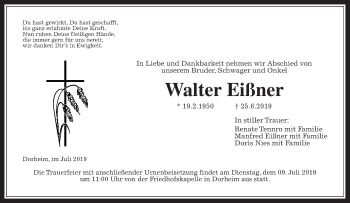 Traueranzeige von Walter Eißner von Wetterauer Zeitung