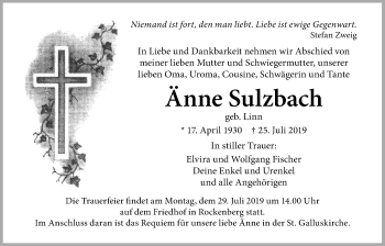 Traueranzeige von Änne Sulzbach von Wetterauer Zeitung