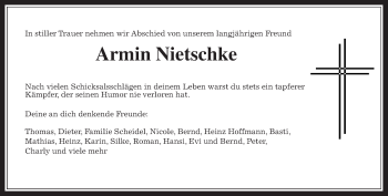 Traueranzeige von Armin Nietschke von Laubacher Anzeiger