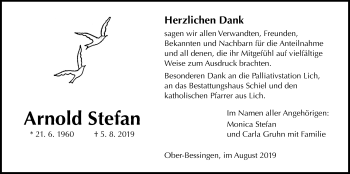 Traueranzeige von Arnold Stefan von Licher Wochenblatt