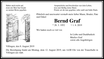 Traueranzeige von Bernd Graf von Licher Wochenblatt