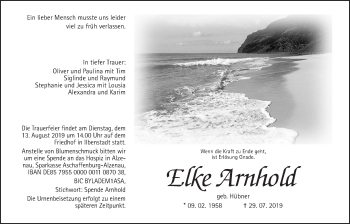 Traueranzeige von Elke Arnhold von Wetterauer Zeitung