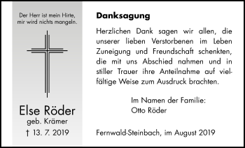 Traueranzeige von Else Röder von Giessener Allgemeine, Alsfelder Allgemeine