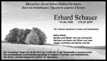 Traueranzeige von Erhard Schauer von Giessener Allgemeine, Alsfelder Allgemeine