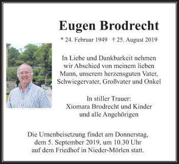 Traueranzeige von Eugen Brodrecht von Wetterauer Zeitung