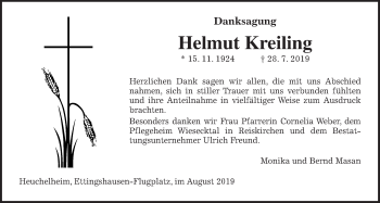 Traueranzeige von Helmut Kreiling von Giessener Allgemeine, Alsfelder Allgemeine