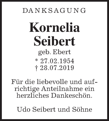 Traueranzeige von Kornelia Seibert von Wetterauer Zeitung