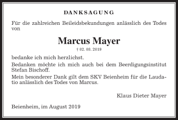 Traueranzeige von Marcus Mayer von Wetterauer Zeitung