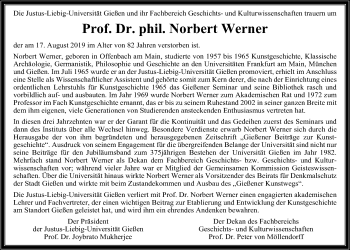 Traueranzeige von Norbert Werner von Giessener Allgemeine, Alsfelder Allgemeine