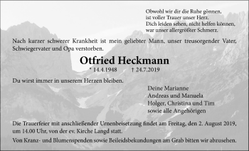 Traueranzeige von Otfried Heckmann von Licher Wochenblatt