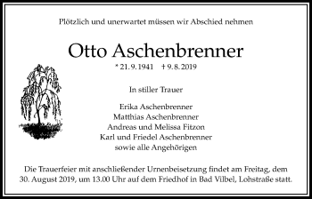 Traueranzeige von Otto Aschenbrenner von Bad Vilbel/Karben
