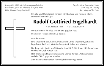 Traueranzeige von Rudolf Gottfried Engelhardt von Wetterauer Zeitung