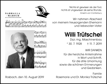 Traueranzeige von Willi Trütschel von Wetterauer Zeitung