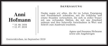 Traueranzeige von Anni Hofmann von Laubacher Anzeiger