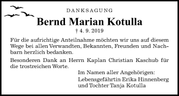 Traueranzeige von Bernd Marian Kotulla von Wetterauer Zeitung