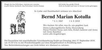 Traueranzeige von Bernd Marian Kotulla von Wetterauer Zeitung