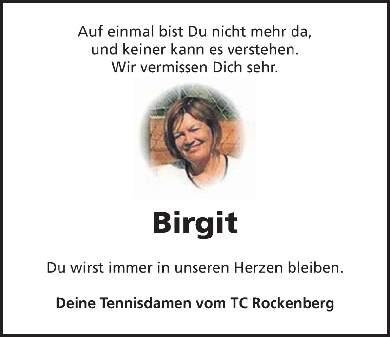  Traueranzeige für Birgit Roßmann vom 21.09.2019 aus Wetterauer Zeitung
