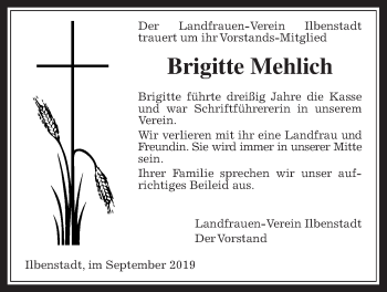 Traueranzeige von Brigitte Mehlich von Wetterauer Zeitung