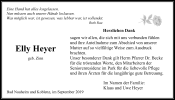 Traueranzeige von Elly Heyer von Wetterauer Zeitung