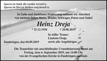 Traueranzeige von Heinz Dreja von Giessener Allgemeine, Alsfelder Allgemeine