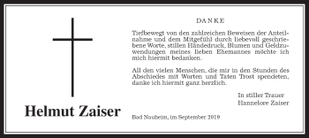 Traueranzeige von Helmut Zaiser von Wetterauer Zeitung