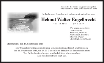 Traueranzeige von Helmut Walter Engelbrecht von Wetterauer Zeitung